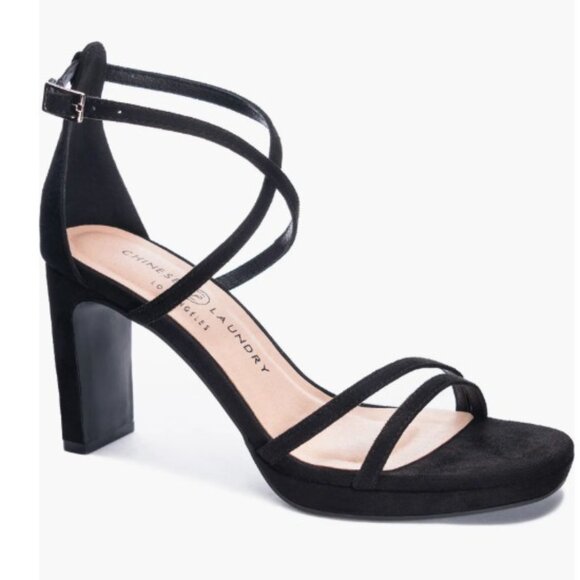 Chinese Laundry Shoes - NEW Chinese Laundry Taryn Platform Women's Black Suede Dress Sandals SZ 7.5